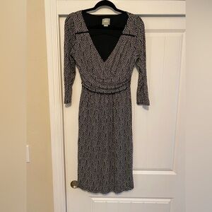 Maeve Anthropologie  Black and White Midi Dress